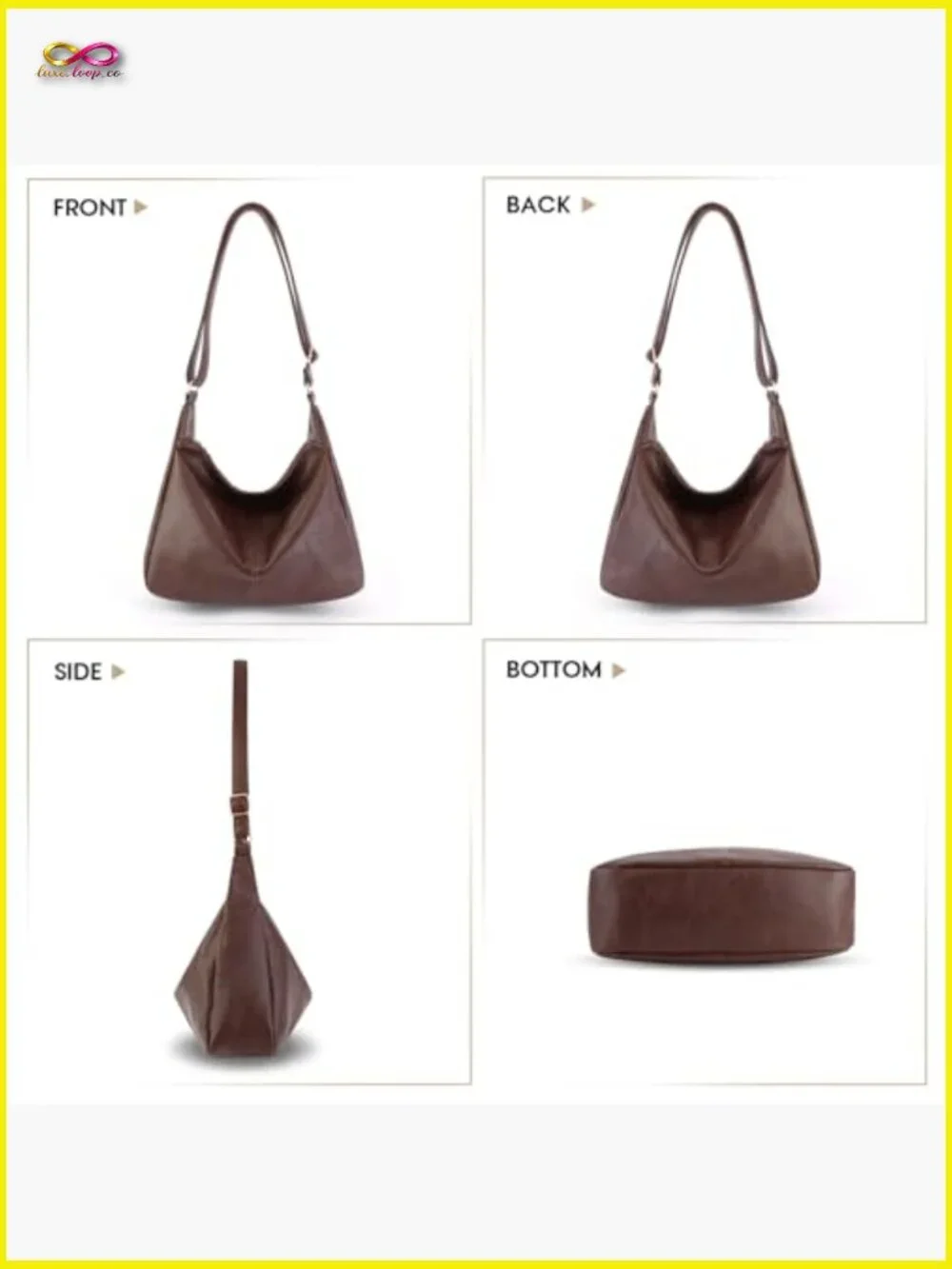 Slouchy Hobo Shoulder Bag Crossbody Laptop Purse with Padded Sleeve Adjustable